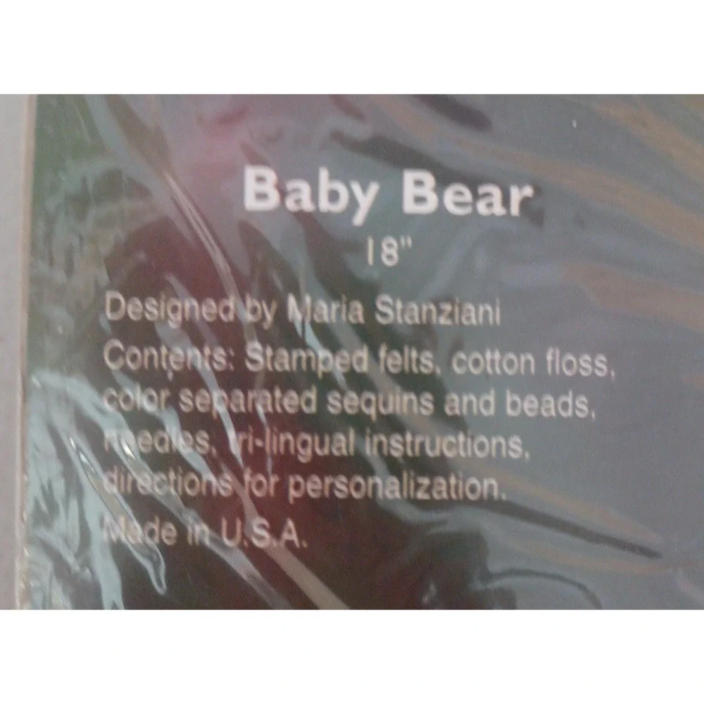 VTG Bucilla Felt Christmas Baby Bear Sequin Snow 18